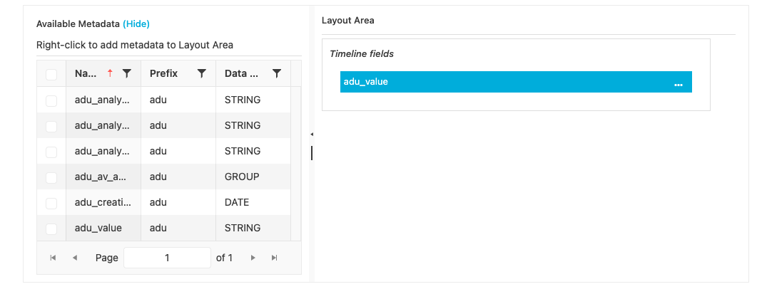 Selecting which metadata are shown for each definition.