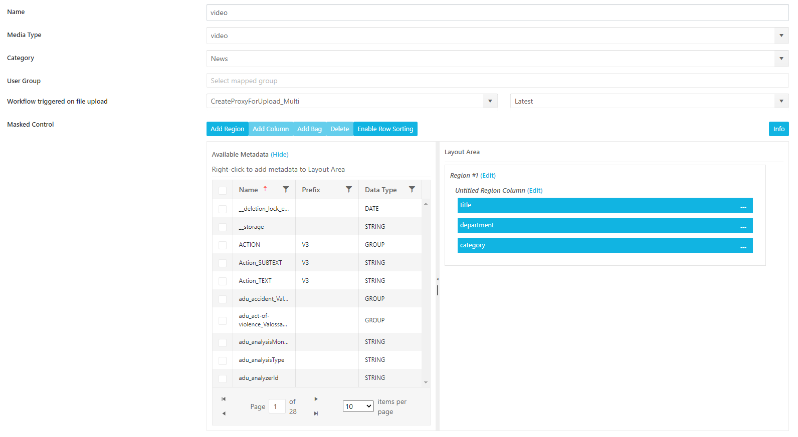 Defining the metadata in the upload form via ConfigPortal.