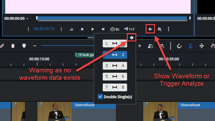Toggling wave form in player