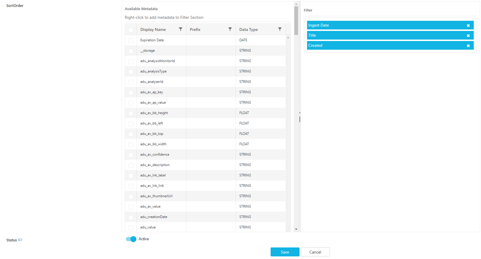 Sorting for metadata fields in ConfigPortal