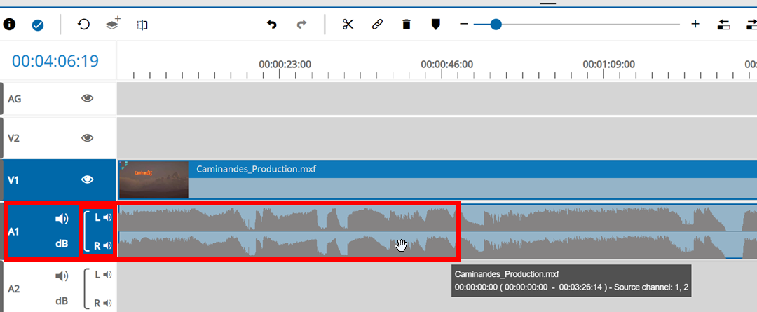 Audio track with 2 channels