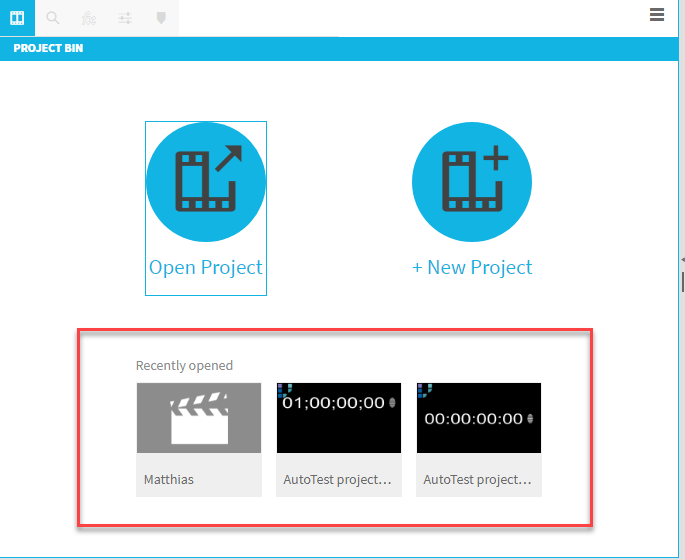 Recently opened projects