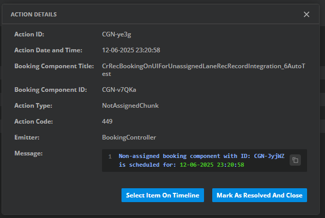 Action Details Dialog