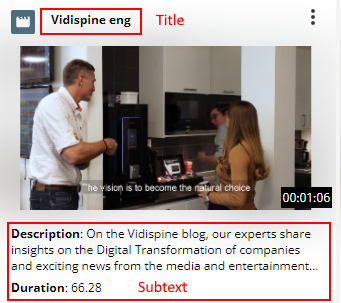Title and subtext field examples on a result