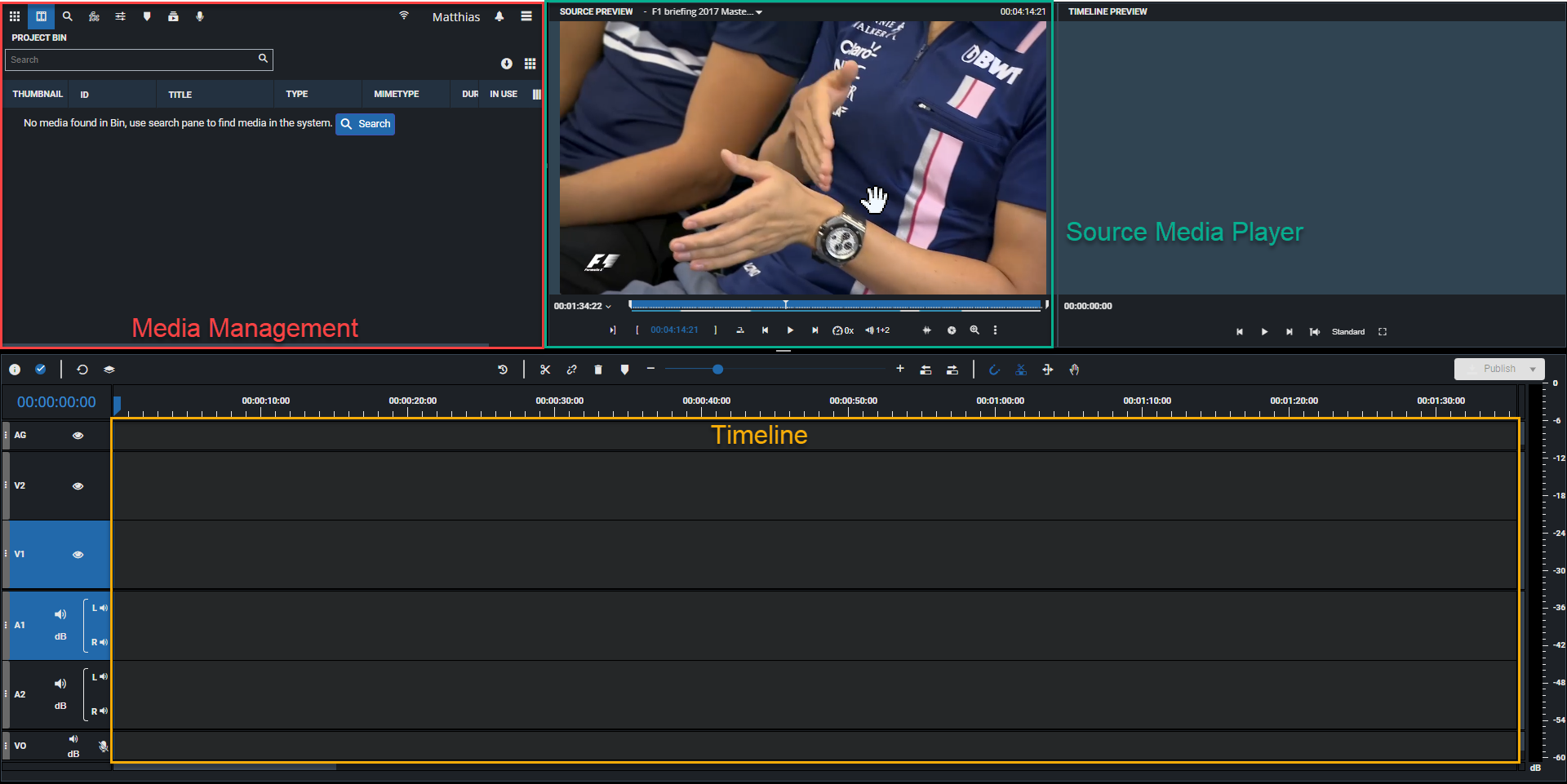 Drop zones in VidiEditor