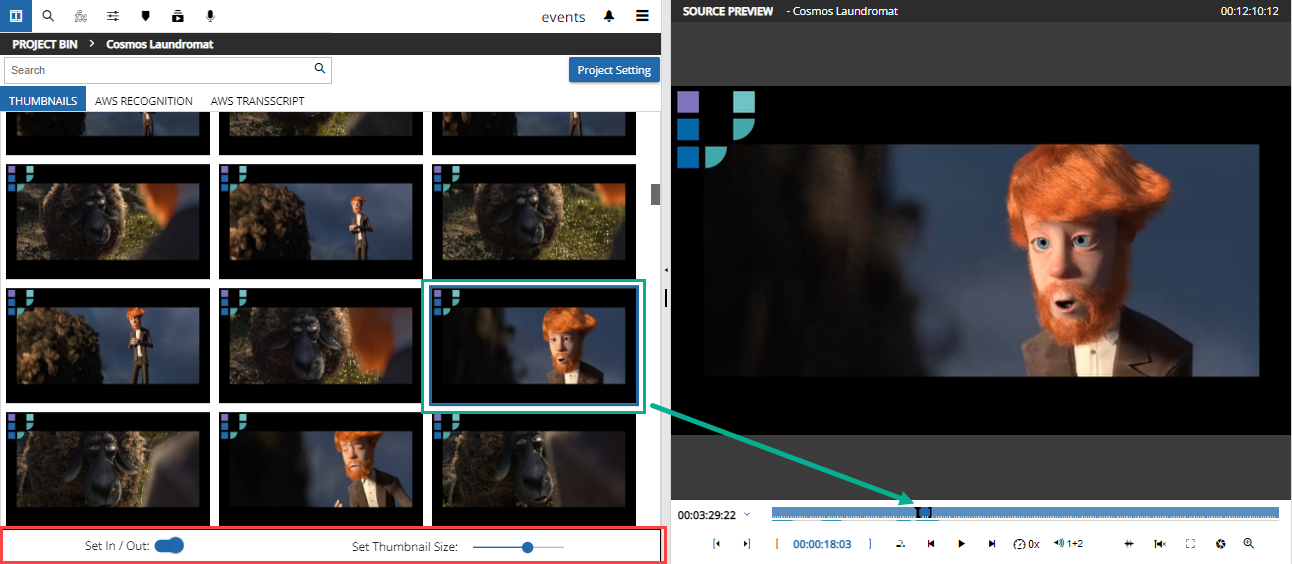 Toggling thumbnail behavior to show IN OUT
