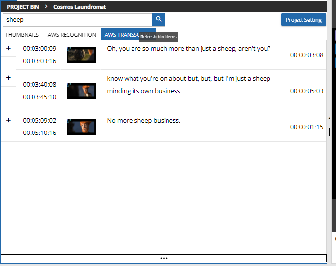 Using the search to filter through events