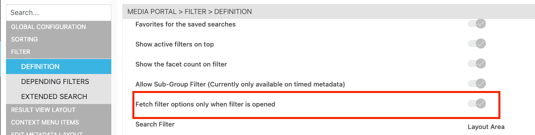 Filter load options