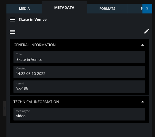 Metadata window