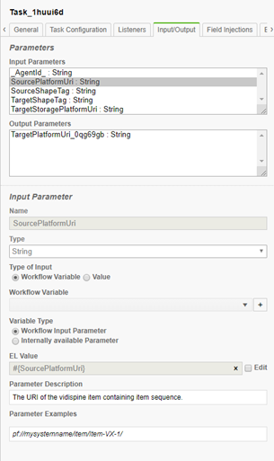 Input and Output parameters for Render Item Sequence