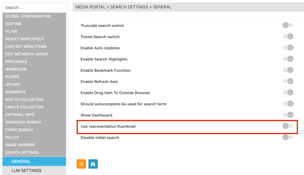 Use representative thumbnail toggle