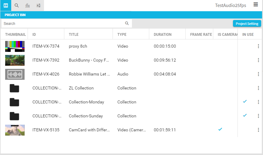 Example of specified metadata in VidiEditor