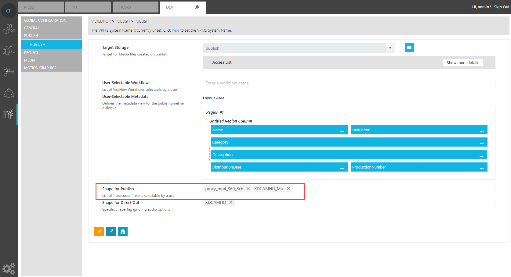 Specifying shape preset