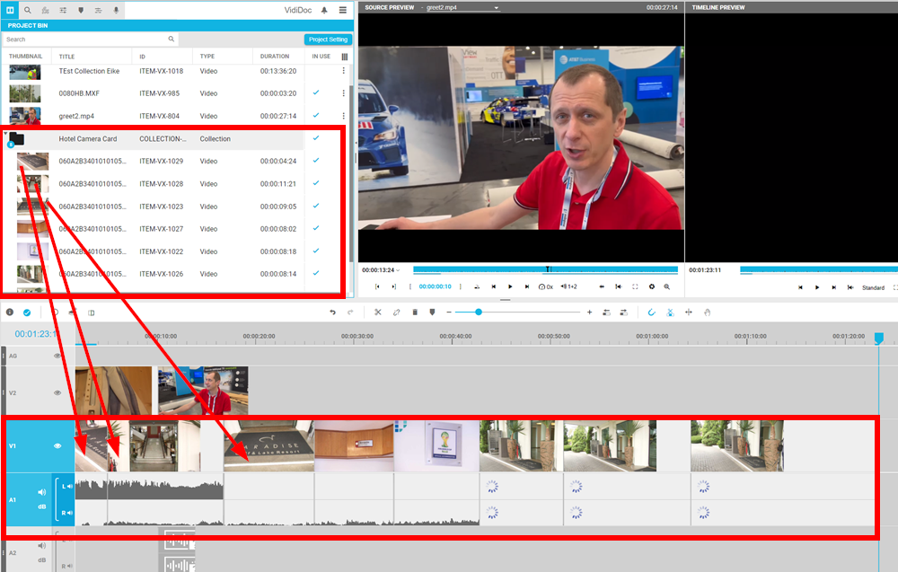 Adding entire collections to the timeline