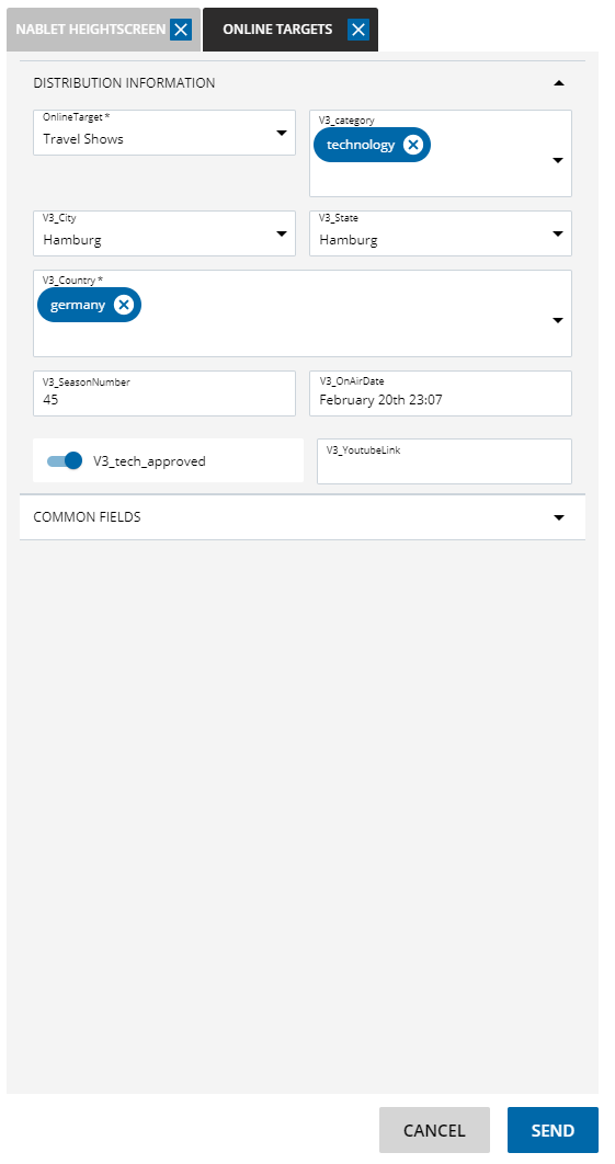 Workflow parameter window
