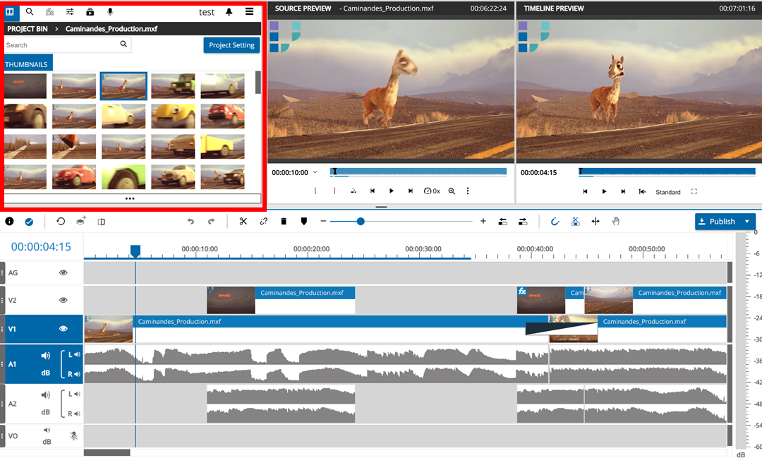 Media management area in interface
