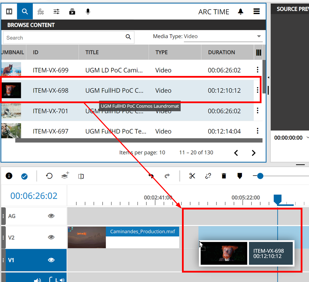 Drag and drop media to the timeline