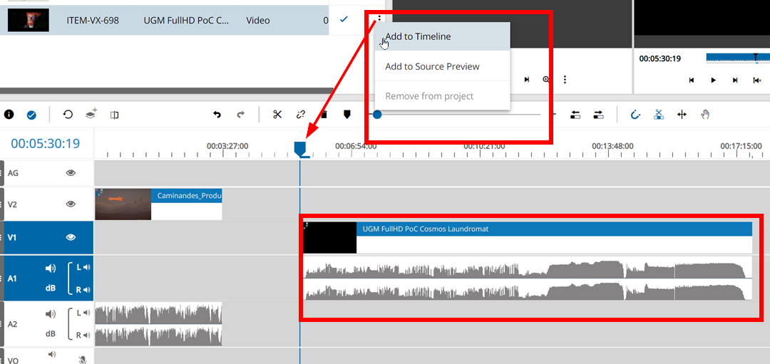 Add media via context menu option