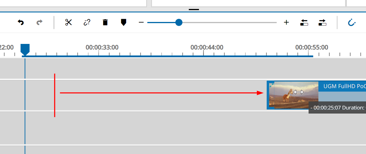 Trim operation preview from starting to final position