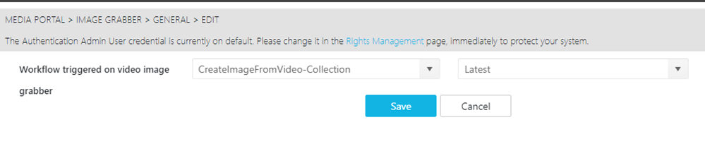 Selecting the workflow for the Image Grabber