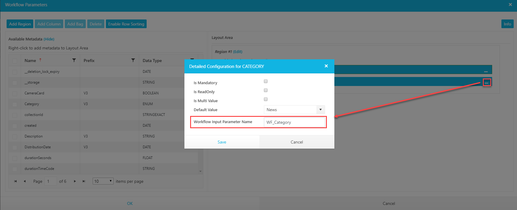 Specifying the mapping to the parameters in VidiFlow