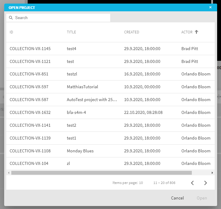Example metadata for project search