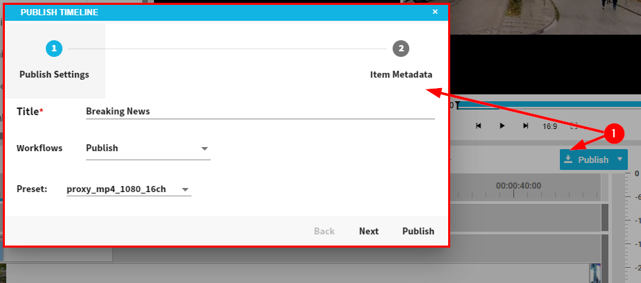 Picking a publish preset