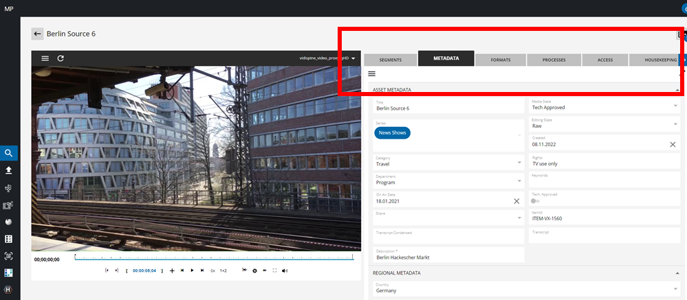Item tabs in the Details View