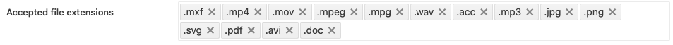 Defining accepted file extensions in the upload form via ConfigPortal.