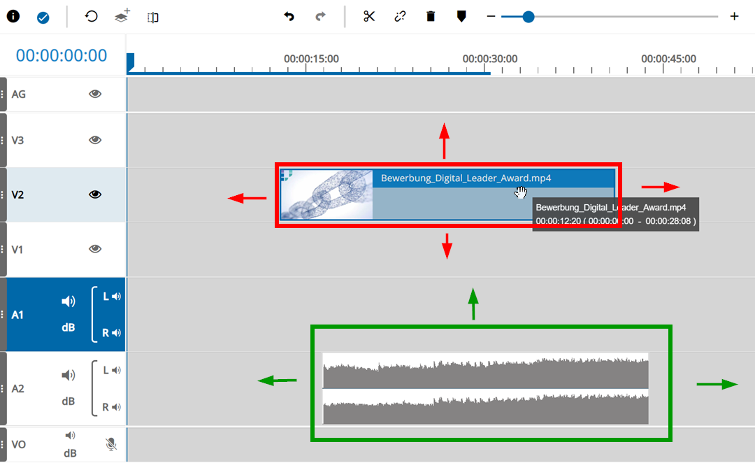 Moving unlinked segments in the timeline