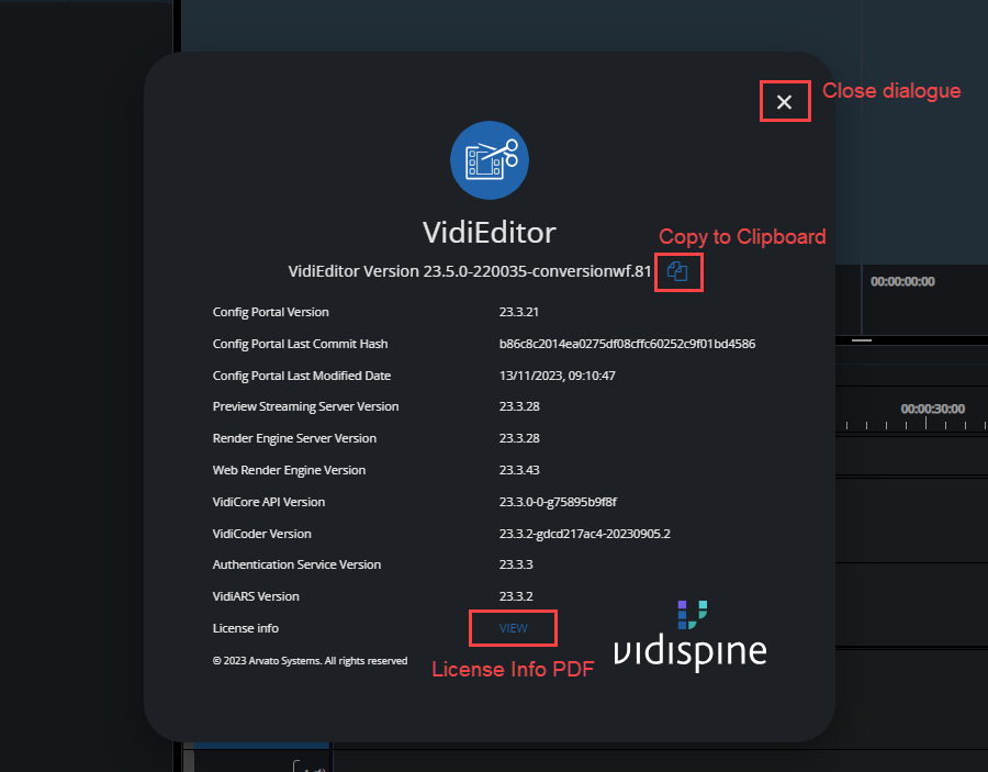 Licensing info info in the about dialog