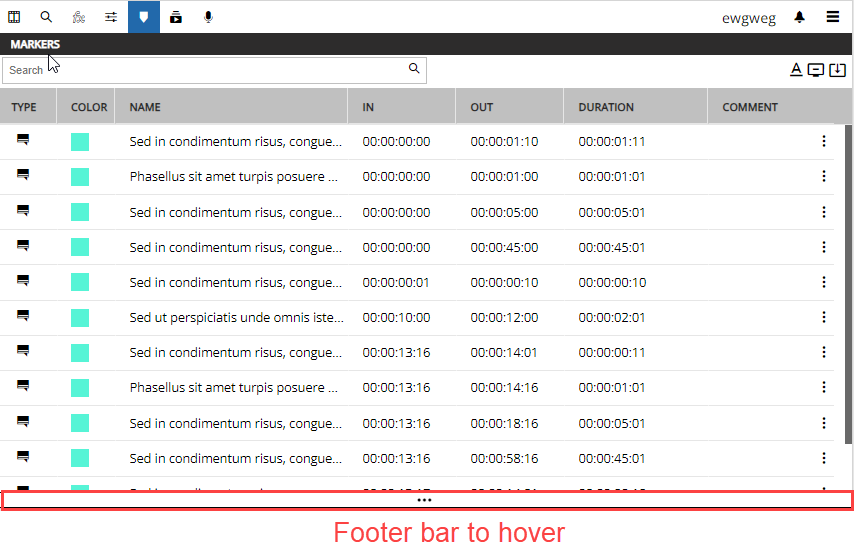 Marker list footer bar
