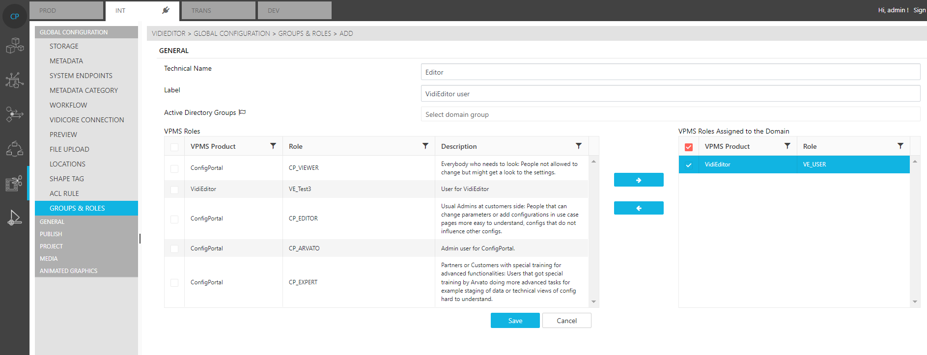 Groups and roles options