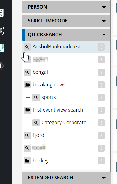 Quick search choices
