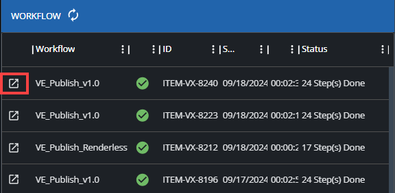 Click on arrow to open workflow in VidiFlow