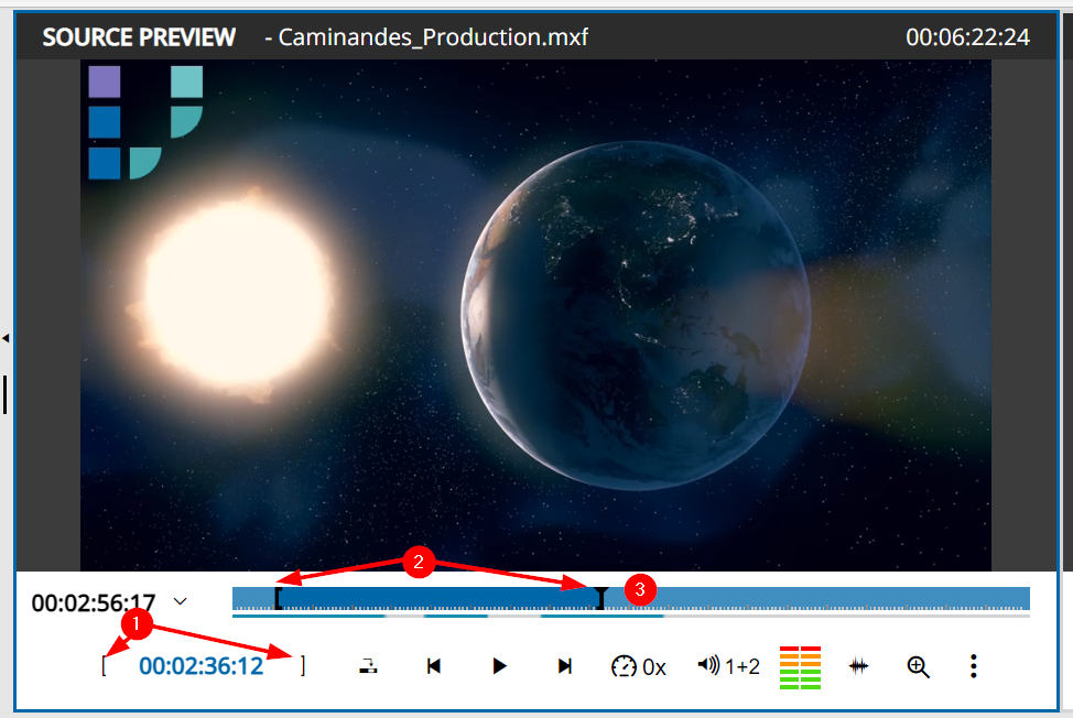 Specifying IN and OUT points