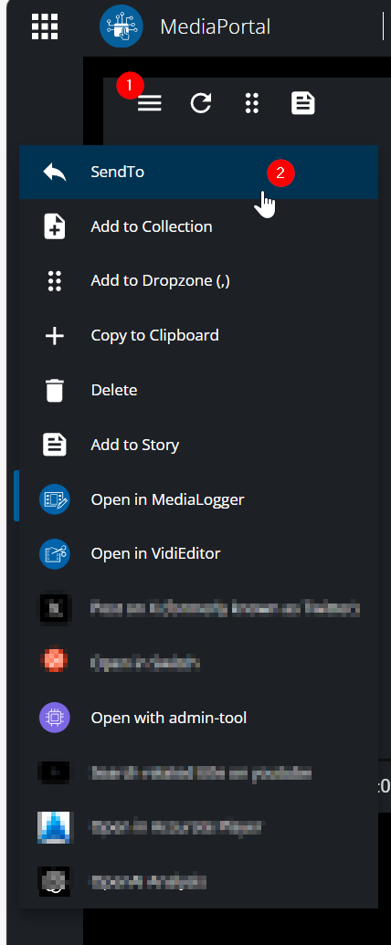 Send to workflow options in MediaPortal