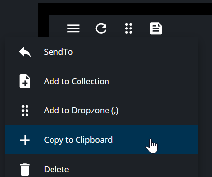 Copy to clipboard option