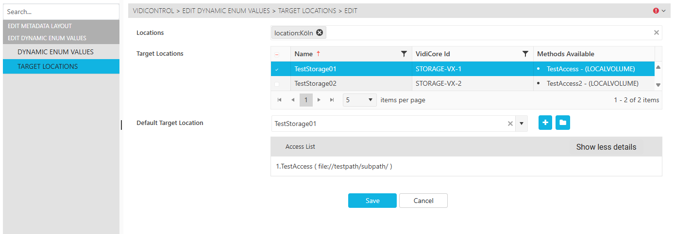 Creating a new Target Location