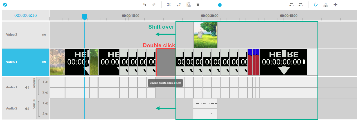 Ripple delete for gaps