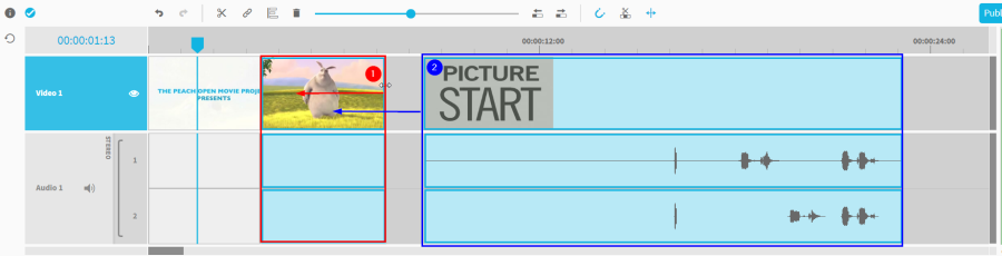 Example of ripple edit and shift in position