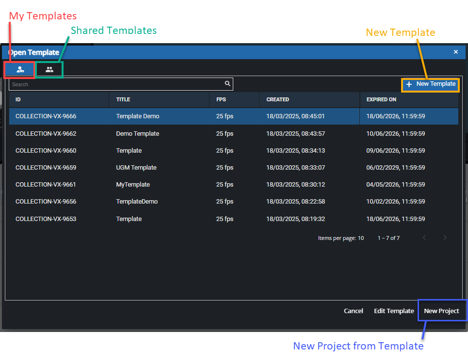 Creating a new project from a template or new template