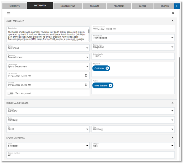 Editing metadata