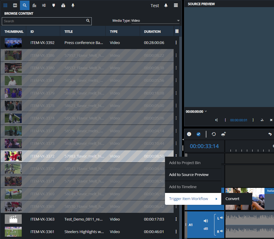 Triggering a workflow from selected items