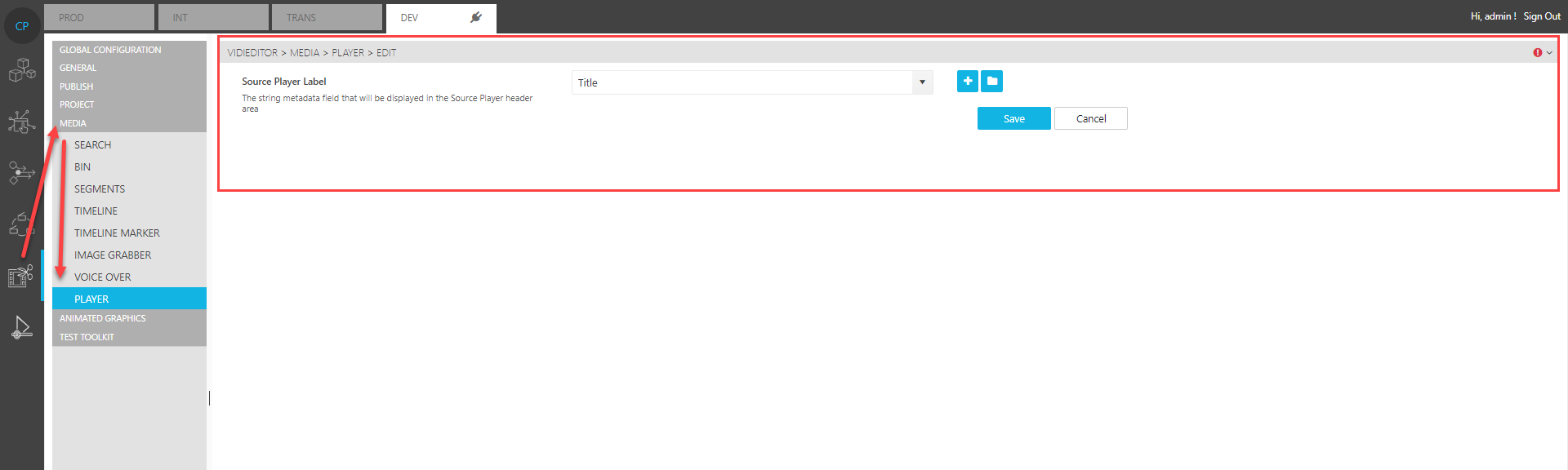 Player configuration