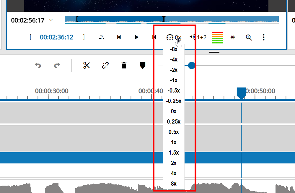 Choosing playback speed factor