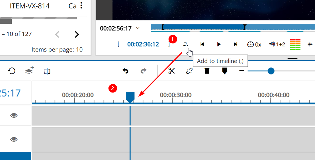 Adding segments to the timeline