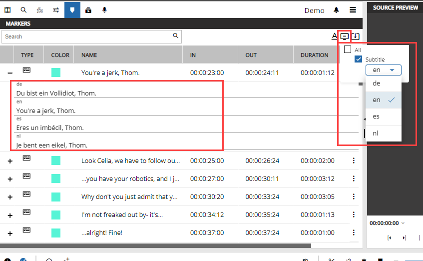View multiple subtitle languages
