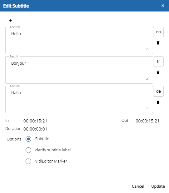 Edit subtitle window