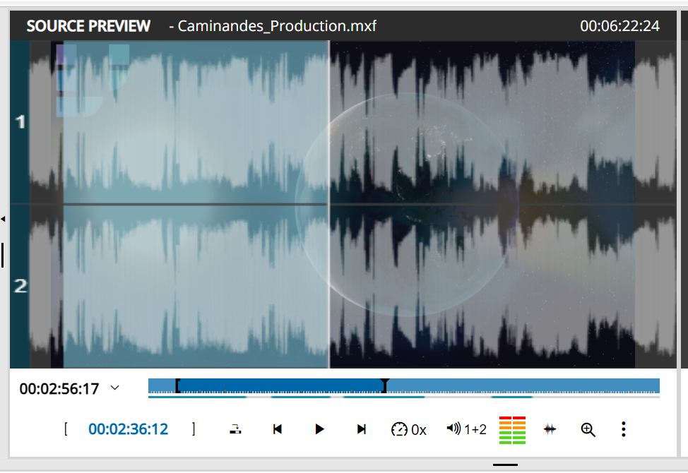 Wave forms visualize audio in the playe